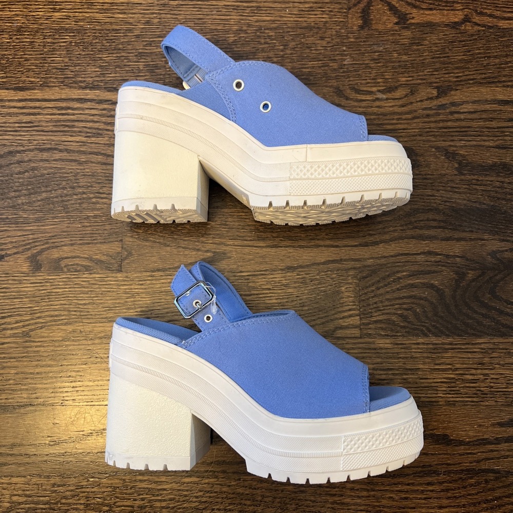 Converse Chuck 70 De Luxe Heel Slingback Sandals Women Size 6 Blue Platform NEW